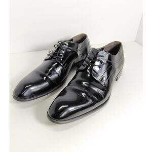 TKN Mens Dress Shoes Size US 9 EU 42 Designer Black Glossy Made In Turkey Church